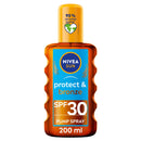 NIVEA SUN Protect & Bronze Oil Sunscreen Spray SPF 30 (200 ml), Sun Spray Provides Immediate UVA/UVB Protection and Stimulates the Skin's Natural Tanning with Pro-Melanin Extract, Water-Resistant