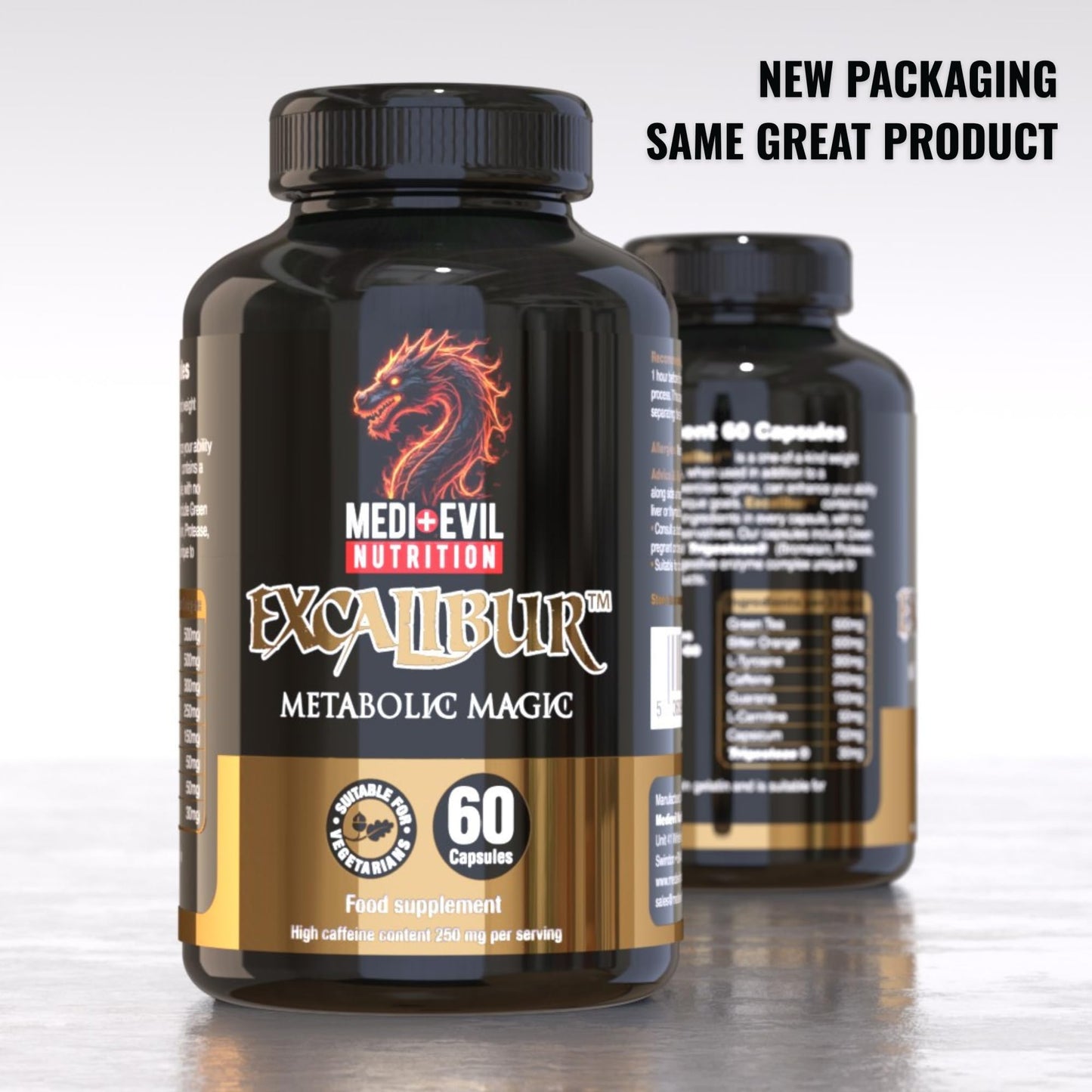 Medi-Evil Nutrition Excalibur Thermogenic Weight Management and Pre Workout Supplement 60 Large High Dose Capsules