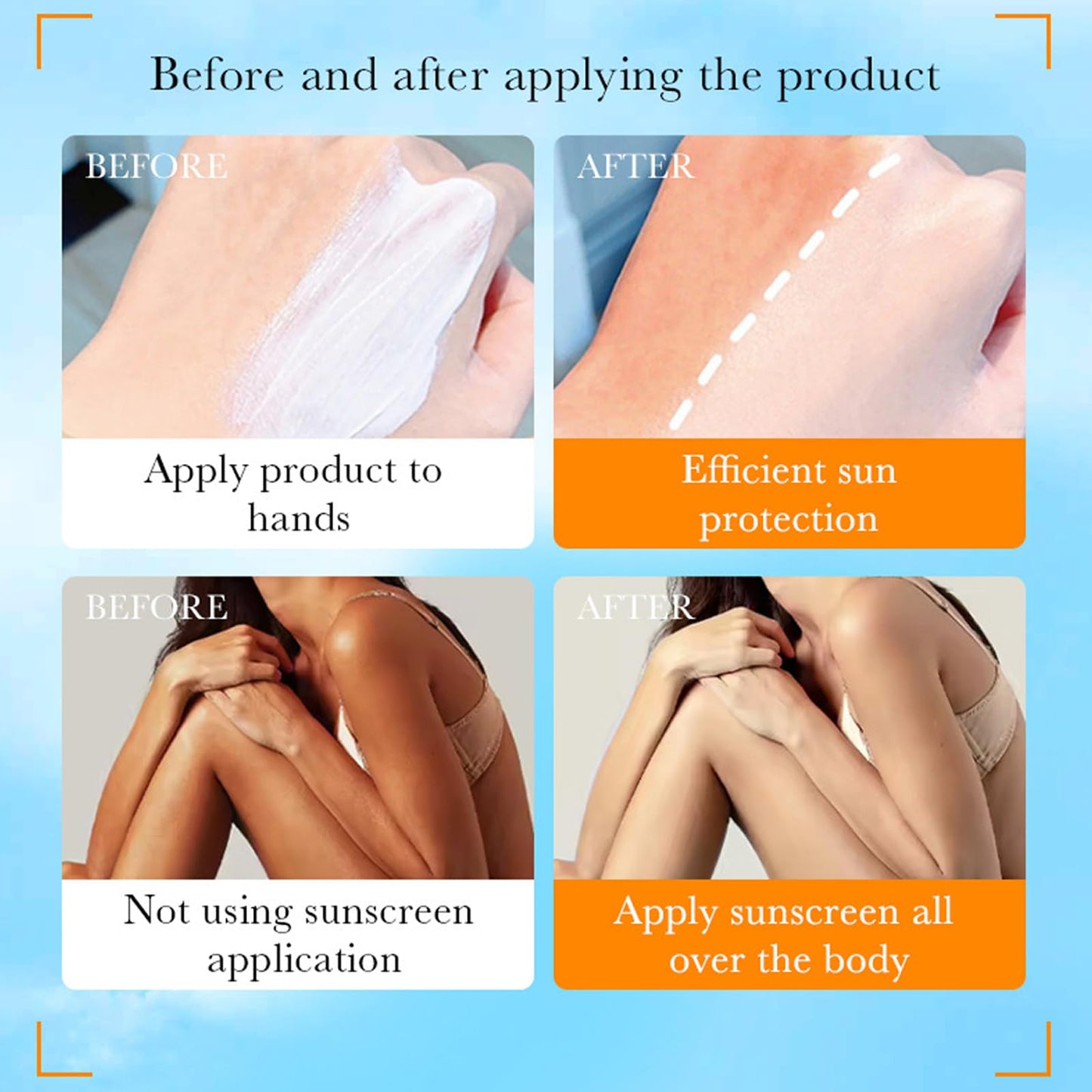 GEEWHILE Rice Sunscreen SPF 50+ Sunscreen with Rice Extracts, Waterproof Moisturizing Sun Cream, UVA&UVB Protection Sun Cream for Protects & Brightens Skin, Reduces Blemishes, Non-Greasy