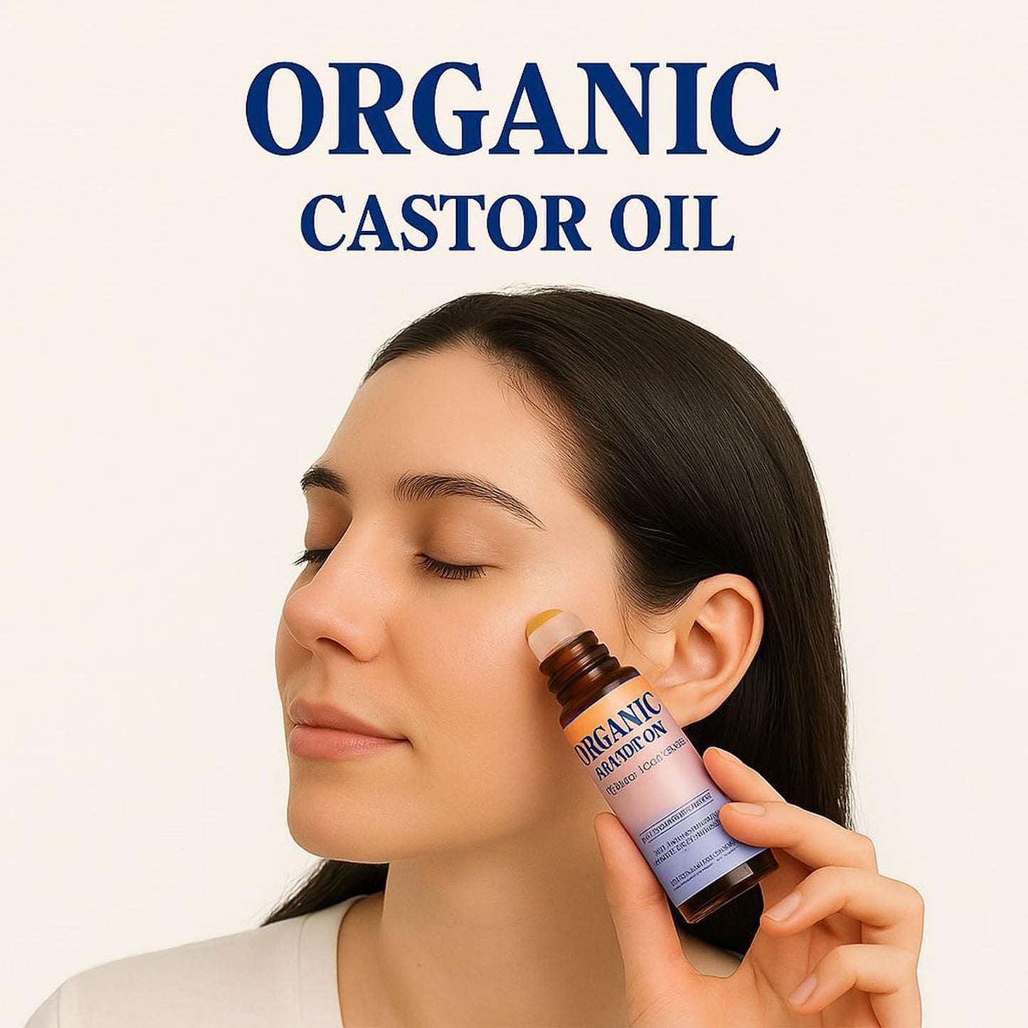 ThamGlow Organic Castor Oil with Rose Quartz Roller, Organic Castor Oil Roll On, Natural Ingredients
