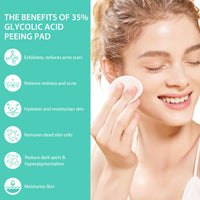 IREV Glycolic Acid Resurfacing Pads 35% for Face and Body- Exfoliating Facial Peel with Vitamins B5, C & E, Green Tea - Glycolic Acid Face Wash for Cleansing Peeling 50 Pads
