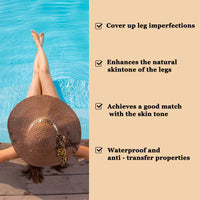 AuraBeen Waterproof Full Coverage Leg Makeup - Conceals lines and other skin concerns on mature skin - Smooth, long-lasting body makeup - No transfer formula - Light brown tone