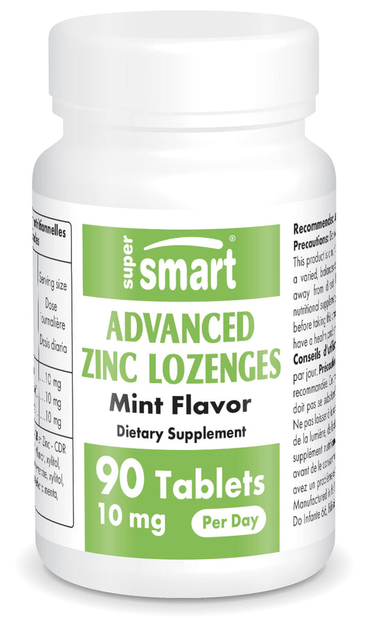 SUPERSMART Supersmart - Advanced Zinc Lozenges 10 mg Per Day - Mint Flavoring - Immune System Booster & Bone Health Supplement - Skin, Hair & Nail Vitamins | Gluten Free - 90 Lozenges