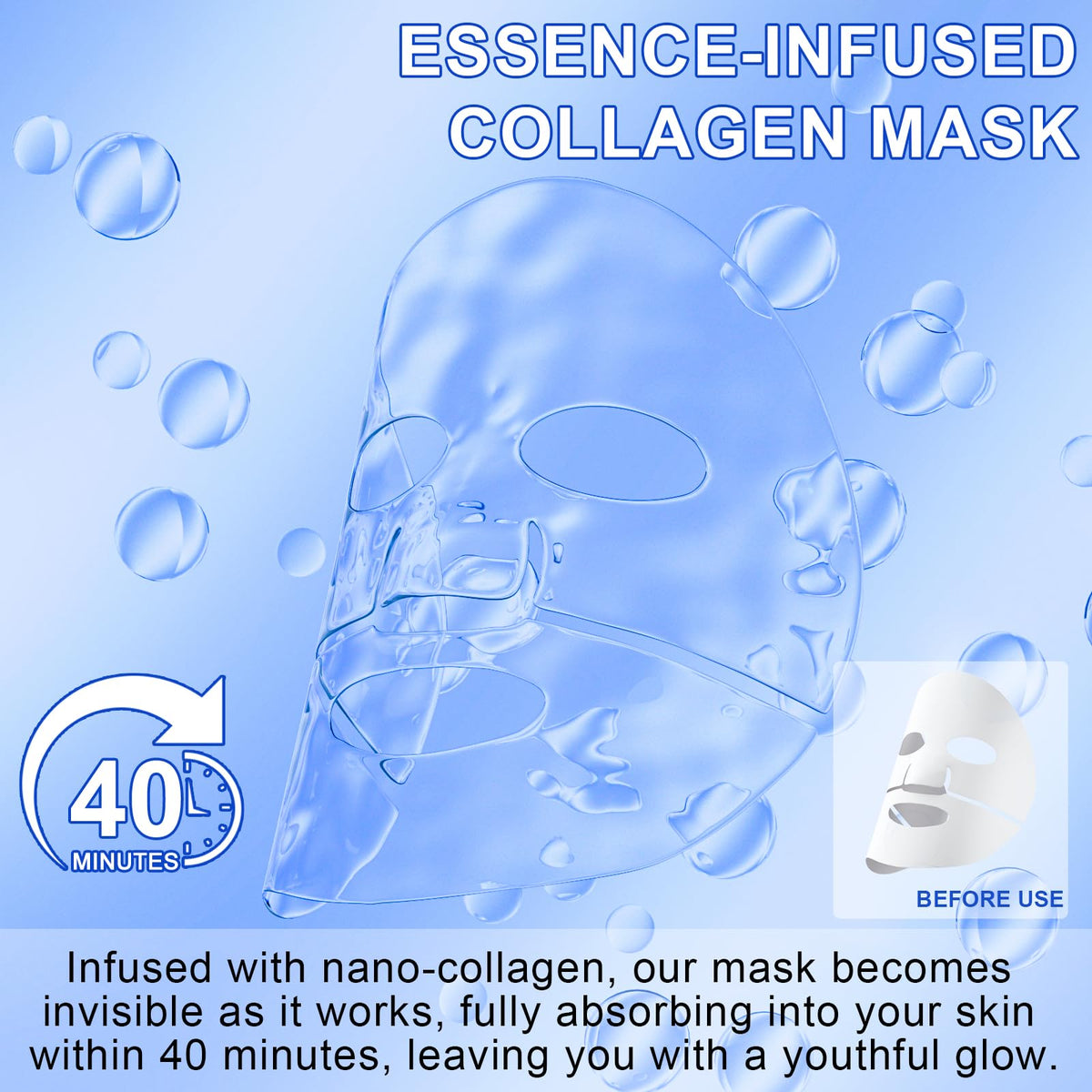 Generic Bio Collagen Face Mask 6pcs, Collagen Sheet Mask, Bio Collagen Overnight, Deep Hydration & Firming, Reduce Fine Lines & Wrinkles, Pore Minimizing