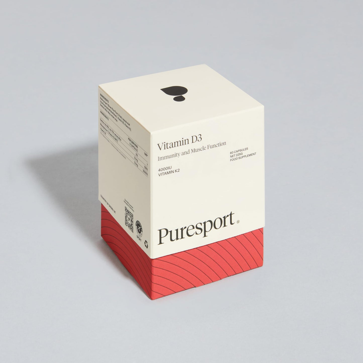 Puresport Vitamin D3 (60 Capsules) | 4000IU Vitamin D3 + K2 | Supports Bone Health and Immune Function Using Vegan-Friendly Vitamin D3 Sourced from Marine Algae | Informed Sport Certified