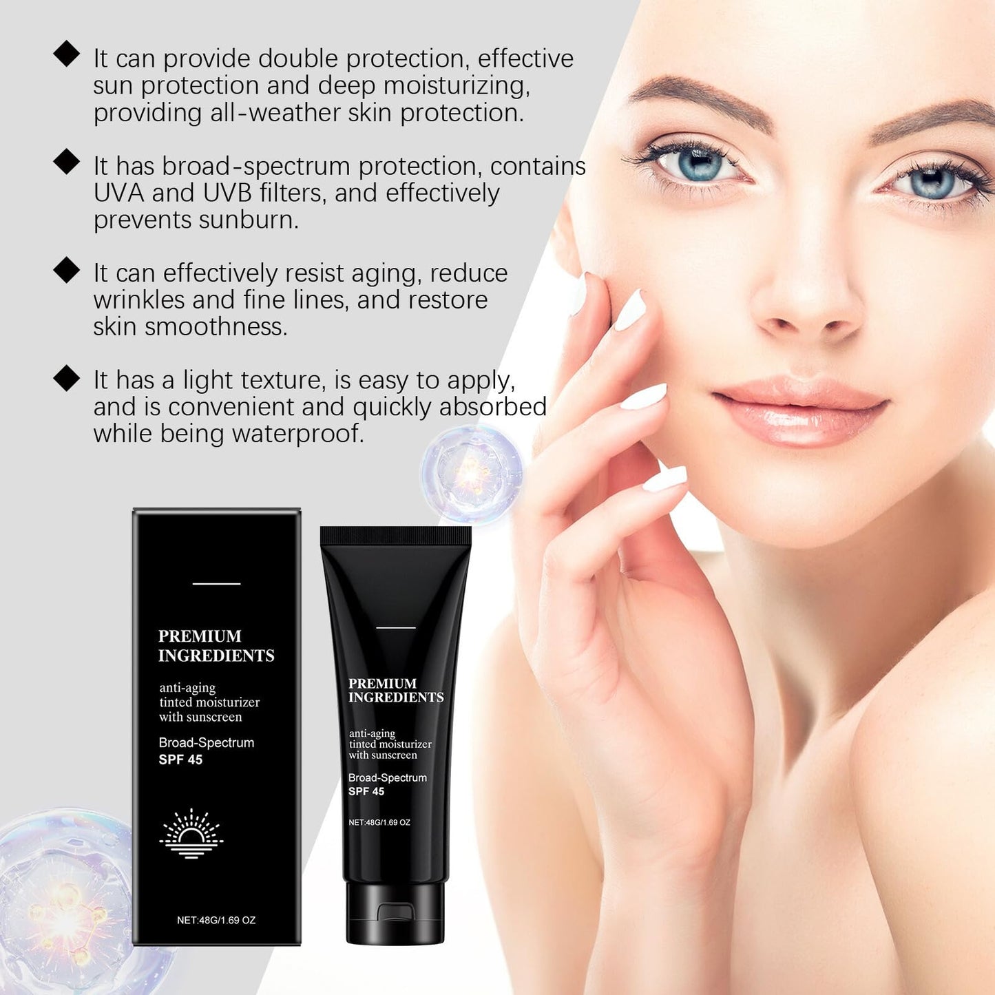 SHEBEEDO Tinted Moisturizer With SPF 45 Anti-Aging Tinted Sunscreen For Face Universal Tinted Sunscreen All-In-One Face Tinted Moisturizer And Foundation With Broad Spectrum Protection Against Uva And Uvb Rays