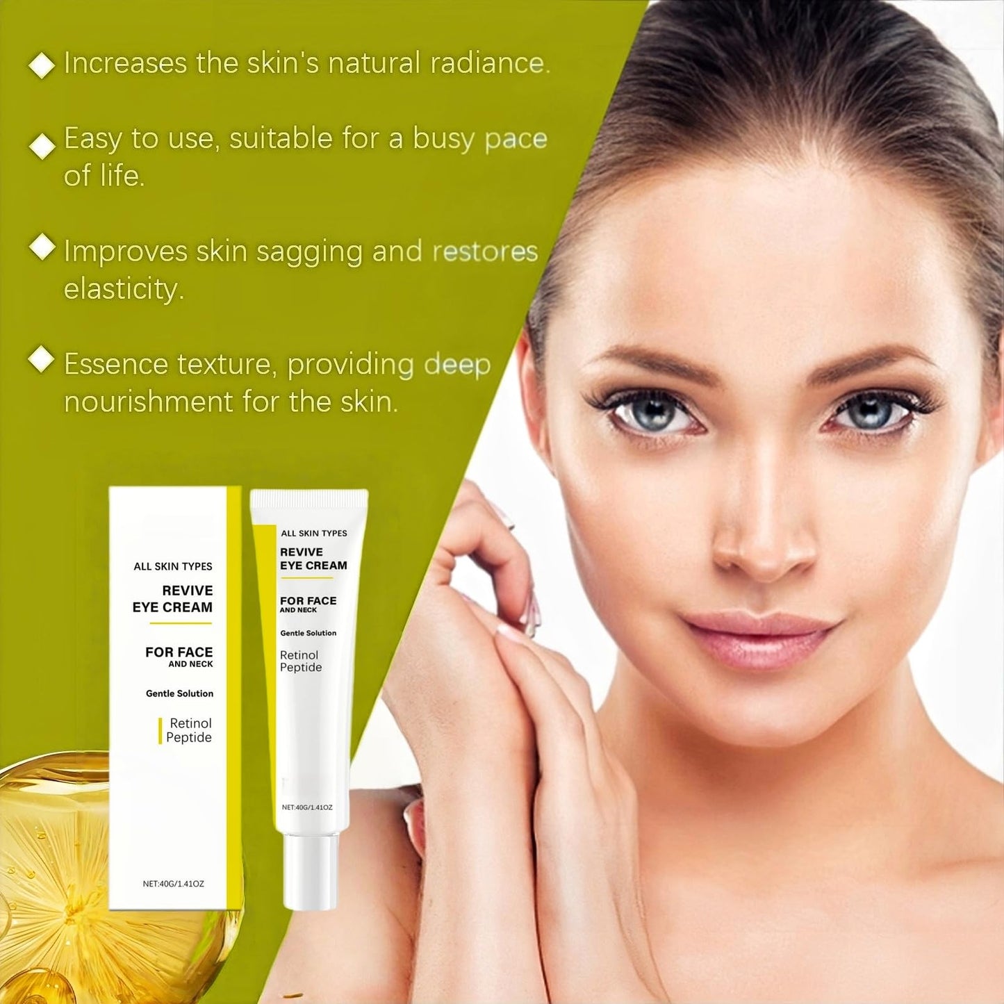 QinZiEn Retinol Revive Eye Cream,Anti Wrinkle Retinol Serum for Face,Anti Aging Retin-ol Cream for Neck,Dark Circles Under Eye Reti-nol Eye Cream,Face Serum Eye Bags Remover,Wrinkle Filler,F-ace Moisturisers