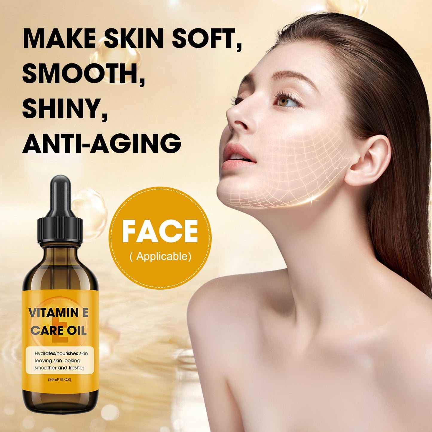 Pure Vitamin E Oil for Face & Skin, 100% Naturally Sourced, Plant-Based, Organic