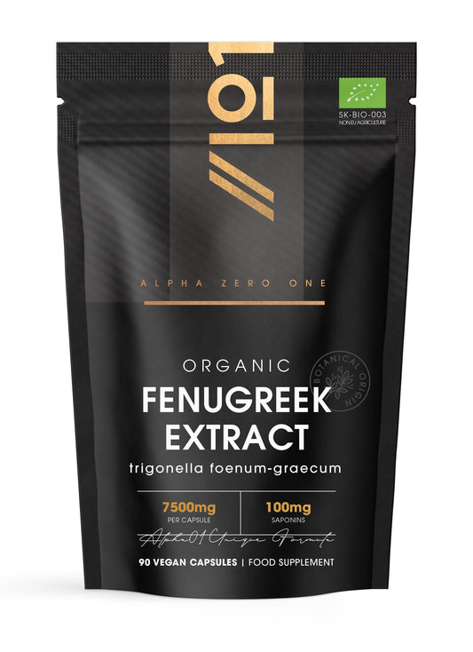 Organic Fenugreek Extract 7500mg - 90 Capsules (V) - High Strength 20% Saponins (100mg) Fenugreek Supplement - 3 Months Supply - by Alpha01