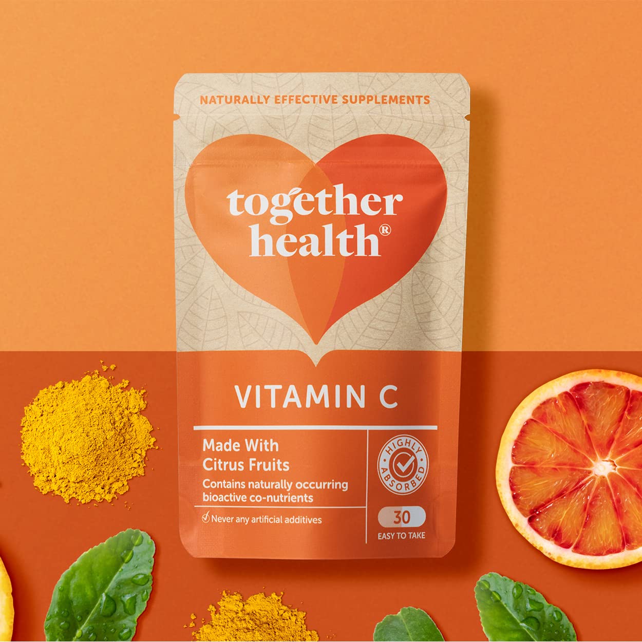 Vitamin C – Together Health – with Organic Citrus Fruits – Gentle & Easily Absorbed – Includes Naturally Occurring Bioflavonoids – Vegan Friendly – Made in The UK – Pack of 3-90 Vegecaps