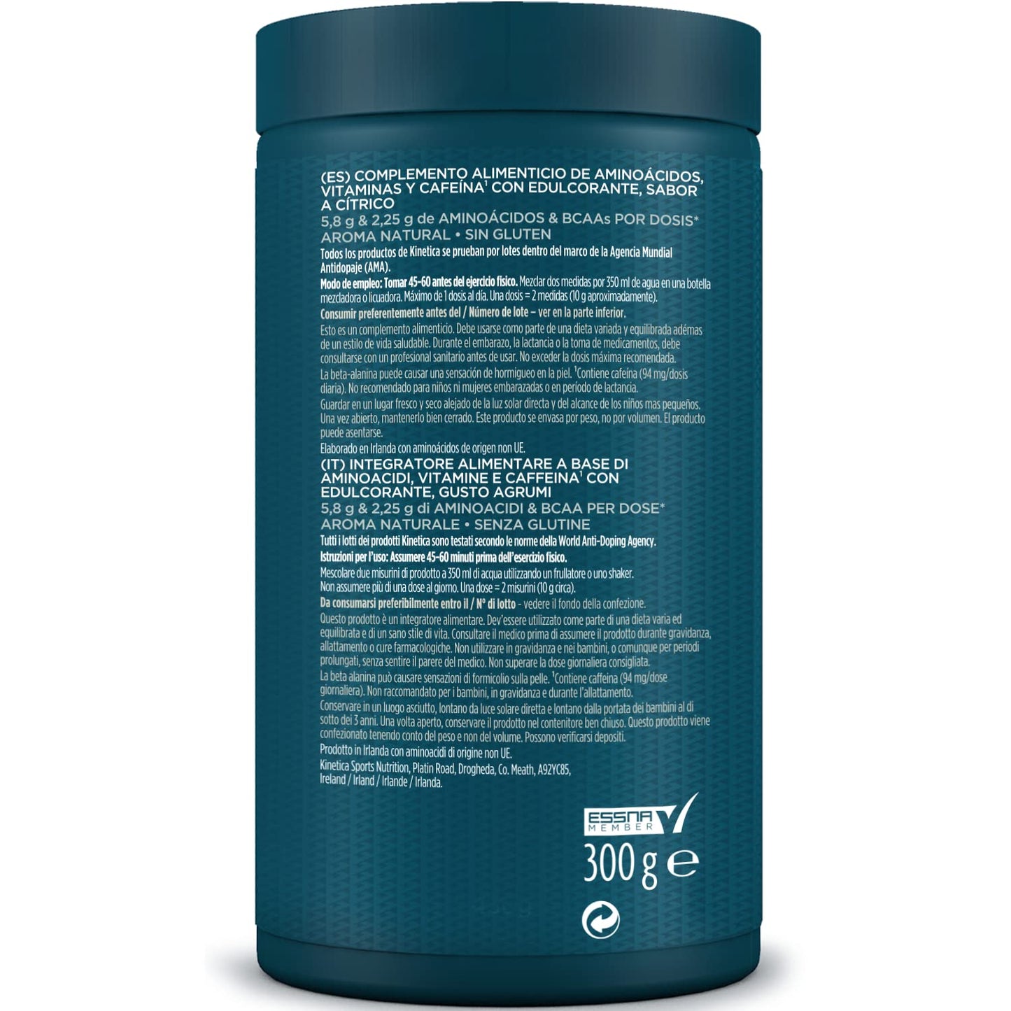 Kinetica PreFuel, Pre Workout, 5.7g Amino Acids & 2.2g BCAA's per Serving, 30 Servings, Citrus, 300g