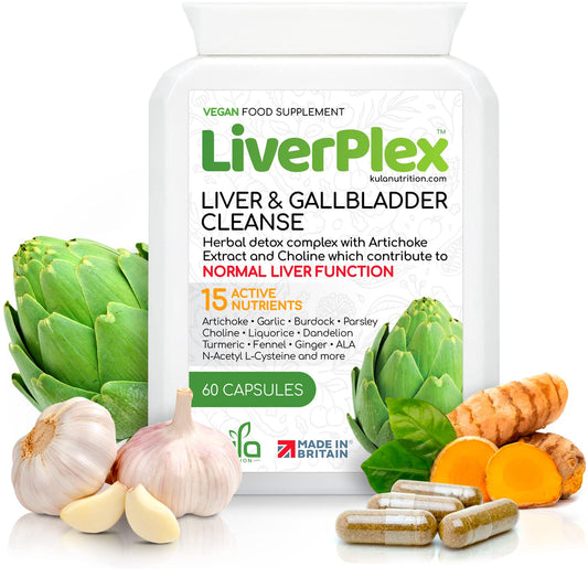 Kula Nutrition LiverPlex - Liver Cleanse Detox and Repair - 60 Vegan Capsules - Natural Herbal Liver & Gallbladder Support Supplement with Choline, Artichoke, Liquorice, Fennel, Turmeric, Ginger, Dandelion and More