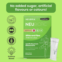 NEUBRIA NEUBIOTIC BIFIDO & Fibre - Bifidobacteria & Prebiotic Fibre Supplement for Gut Health, Digestion & Bloating Relief – 25 Billion CFU Bifidobacterium Lactis & FOS - UK Made – 30 Sachets