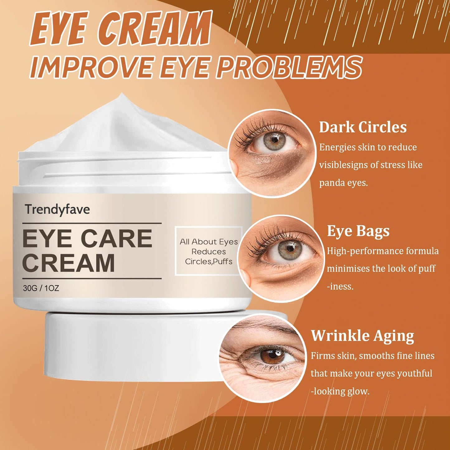 Trendyfave Eye Cream Anti Aging, Eye Cream For Dark Circles And Puffy Eyes, Moisturising Eye Tightening Cream, Under Eye Cream, Fade Fine Lines, Tight, Reduce Eye Bags