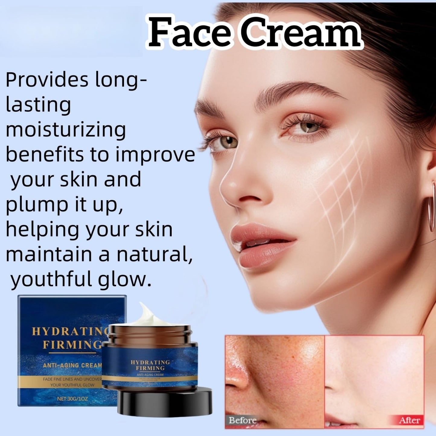 Oumun Wrinkle Removal Cream,Anti Wrinkle Face Cream,Face Cream,Tightening Anti-Wrinkle Cre-am,Erase Lines and Wrinkles,Moisturiser Face Women,Instant Face Lift Cre-am for All Skin