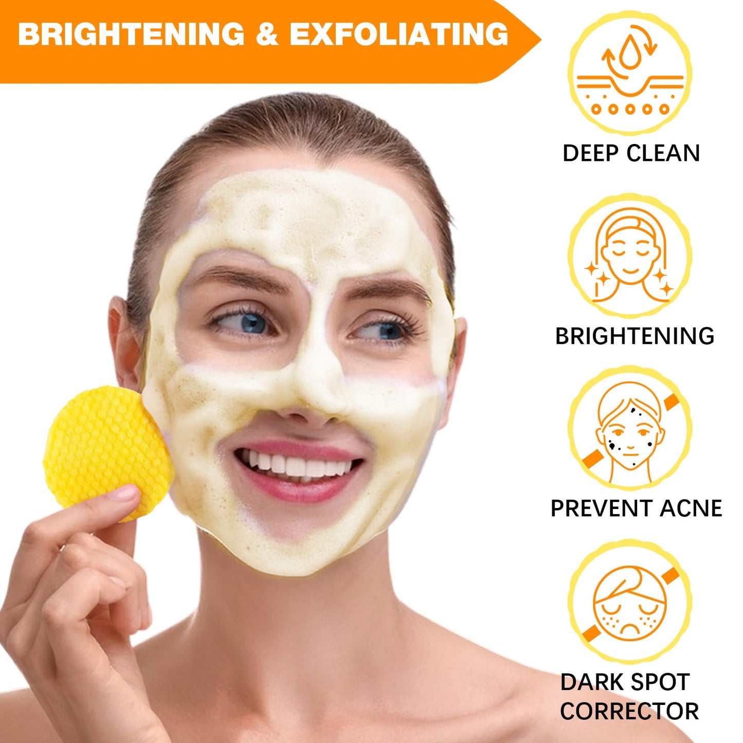 AIKUWWOIRQIA Kojic Acid and Turmeric Cleansing Pads, 50 Pcs Turmeric Cleansing Pads for Dark Spots, Turmeric Exfoliating Cleansing Pads, Acne Scars, Unclog Pores, Balance Skin Oil