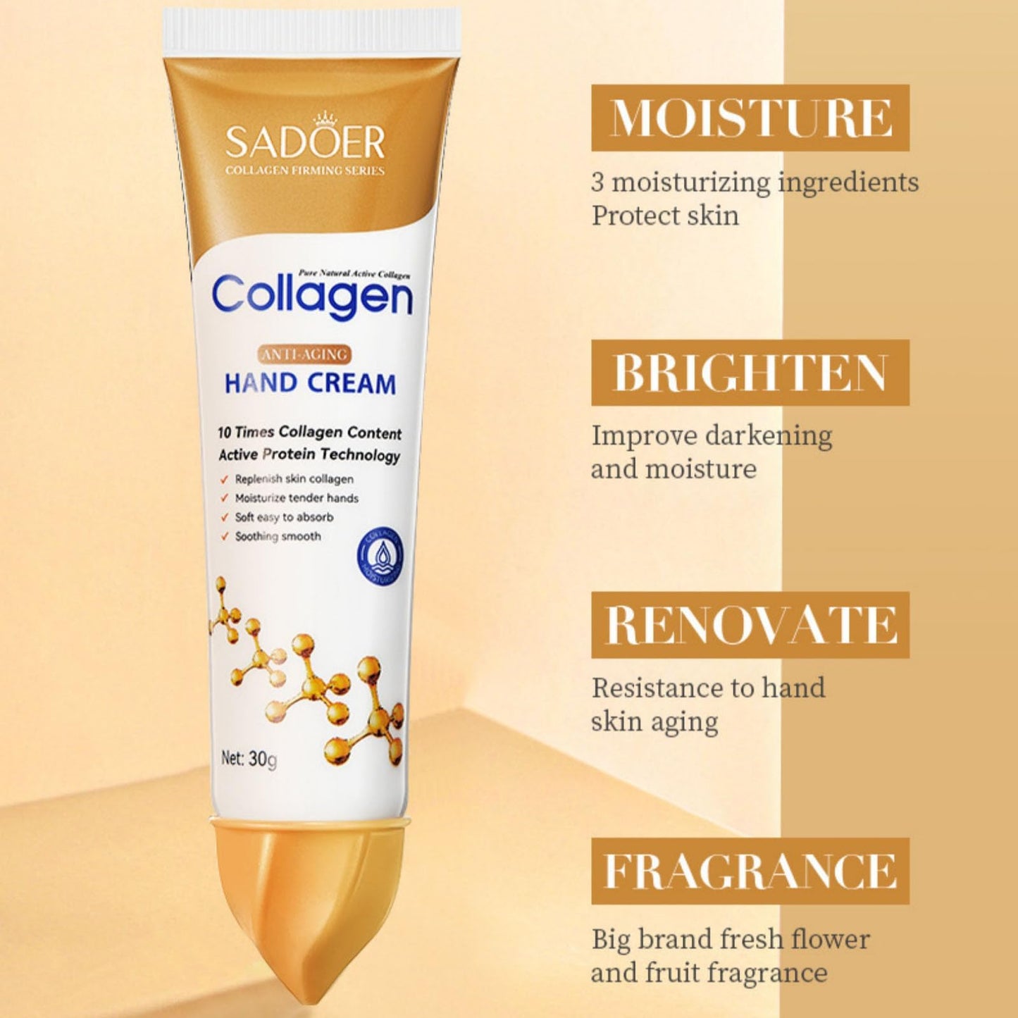 2 PCS Collagen Hand Cream Hydrating Moisturising Nourishing Prevent Dryness Cracking and Roughness Skincare Collagen Anti-Wrinkle Hand Cream