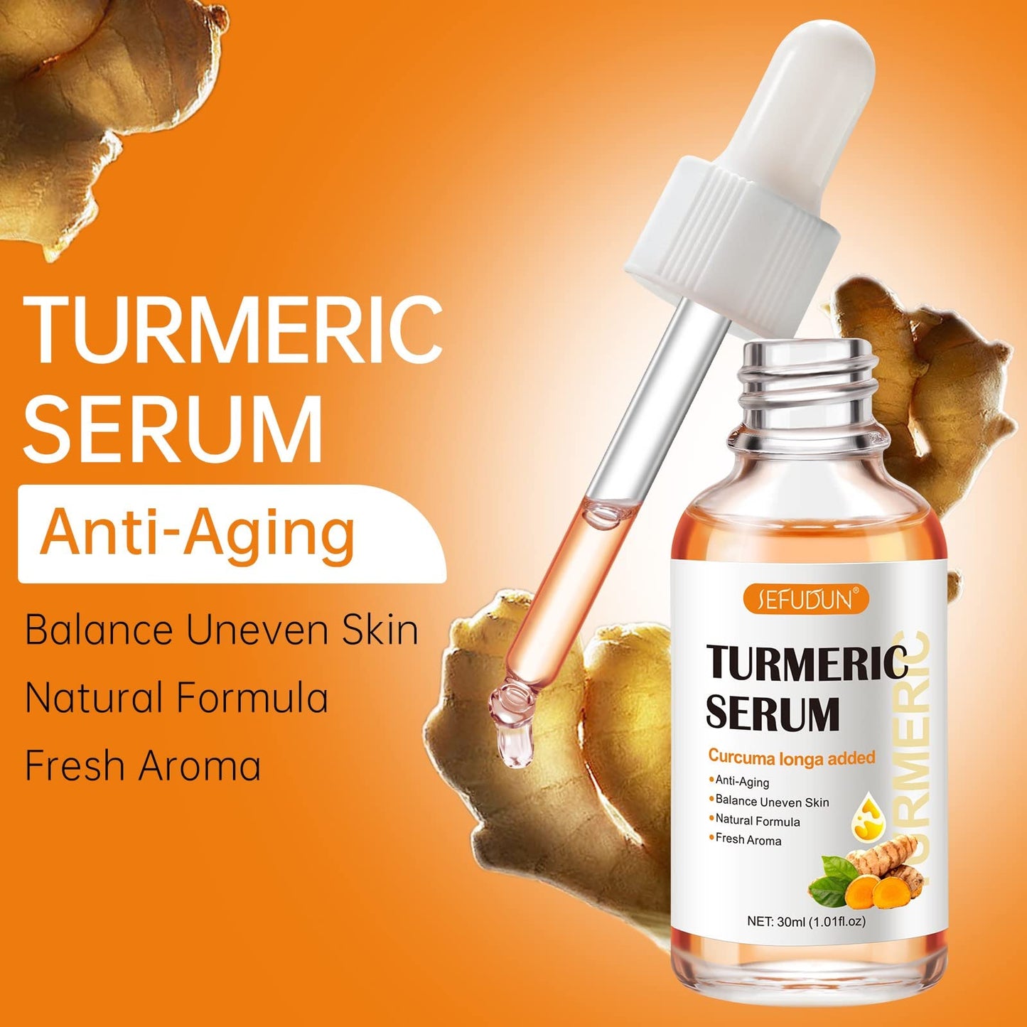 HZZYJ Turmeric Dark Spot Corrector Serum Oil, Turmeric Serum for Dark Spots Remover,Brightening Skincare for Hyperpigmentation, Acne Scars & Age Spots