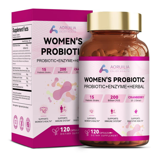 Probiotics for Women 200 Billion CFUs per Serving, Women's Probiotics Natural Prebiotics, 15 Strains, Digestive Enzymes, Cranberry Extract for Women Health, Immune, Digestion & Gut Wellness - 120 Caps