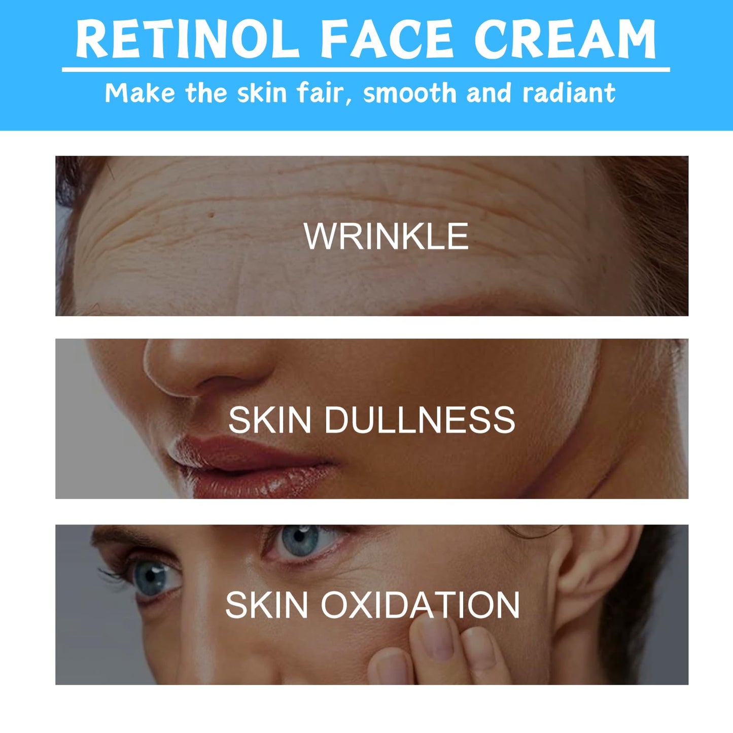 Trendyfave Retinol Cream for Face, Advanced Retinol Collagen Cream for Face with 5% Hyaluronic Acid, Anti-Aging Retinol Cream, Anti-Wrinkle, Reduce Fine Lines Lifting and Firming Cream, 24-Hour Face Care 55ml