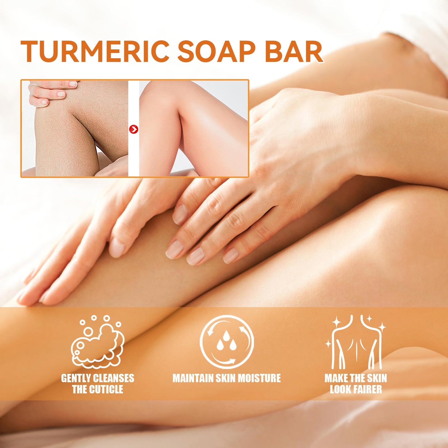 2PCS Wormeer Turmeric Soap Bar, Tumeric Soap for Face & Body,Turmeric Cleansing Bar, Rich in Narious Nutrients, It Is Equipped with a Foam Net to Improve Fine Lines