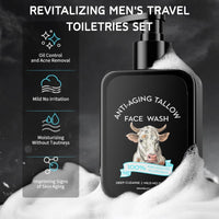 Wrinkle Defense Tallow Balm,3PCS Beef Tallow Skin Care for Men Fathers Day, Mens Gift Set for Dad Face Cream & Face Serum & Face Cleanser, Natural Tallow Moisturizer for Anti-Wrinkle,Hydration&Firming