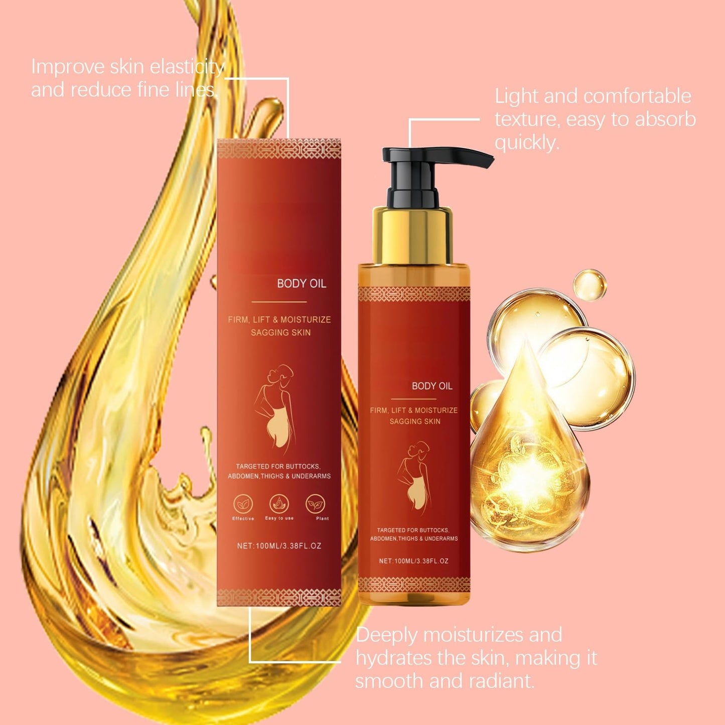 100ml Ma/gic Firming Body Oil,Body Moisturizing O/il for Arms and Chest,F/irming Body Lotion for Women,Skin Fi/rming Oi/l,Skin Tightening Oil,Firming Cream for Loose Skin,Skin Firming Lotion for Woman