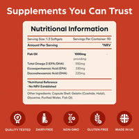 High Strength Omega 3 Fish Oil - 660mg EPA 440mg DHA per Serving. 60 Softgel Capsules for Heart, Brain & Vision - Made in The UK by Purolabs