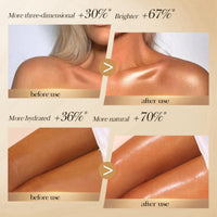 HIVETZ Body Shimmer Oil,Moisturizing Body Highlighter Makeup,Waterproof Liquid Luminizer, Non-Sticky Body Glow Shimmer Lotion,Body Smooth Light Shimmer Glow Oil for Face and Body,80ml (#04-Golden Brown)