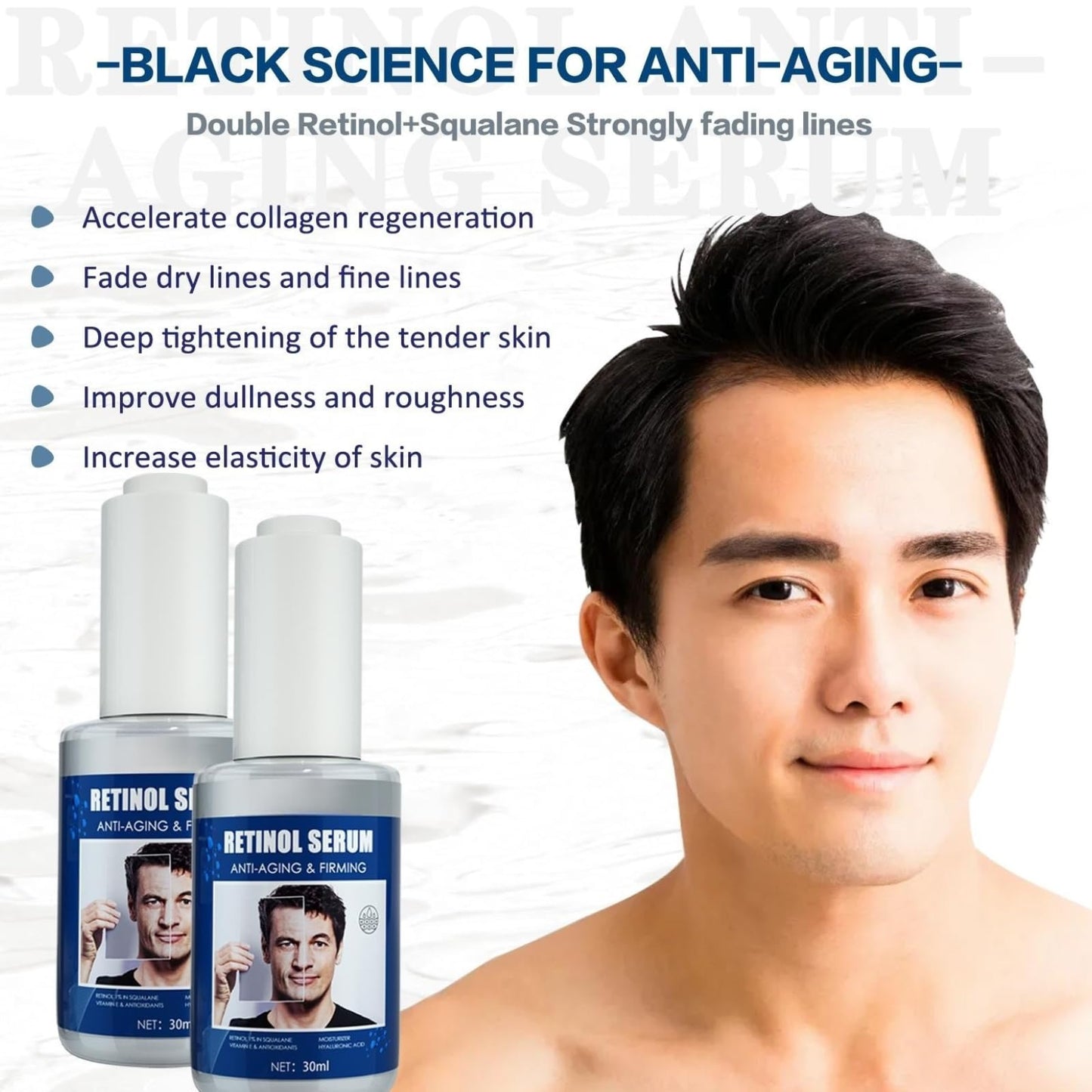 TBeautfave Retinol Serum for Men, High Strength Anti-Aging Serum with Hyaluronic Acid Retinol Moisturiser Serum Face Serum for Fine Line and Wrinkles Skin Repair Serums Skincare