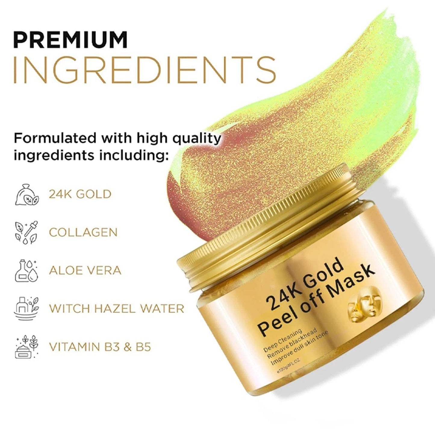 Yongst Gold Foil Peel Off Mask - Fade Wrinkles - Purifying Acne & Reducing Fine Lines - Skin Care Face Lifting Firming