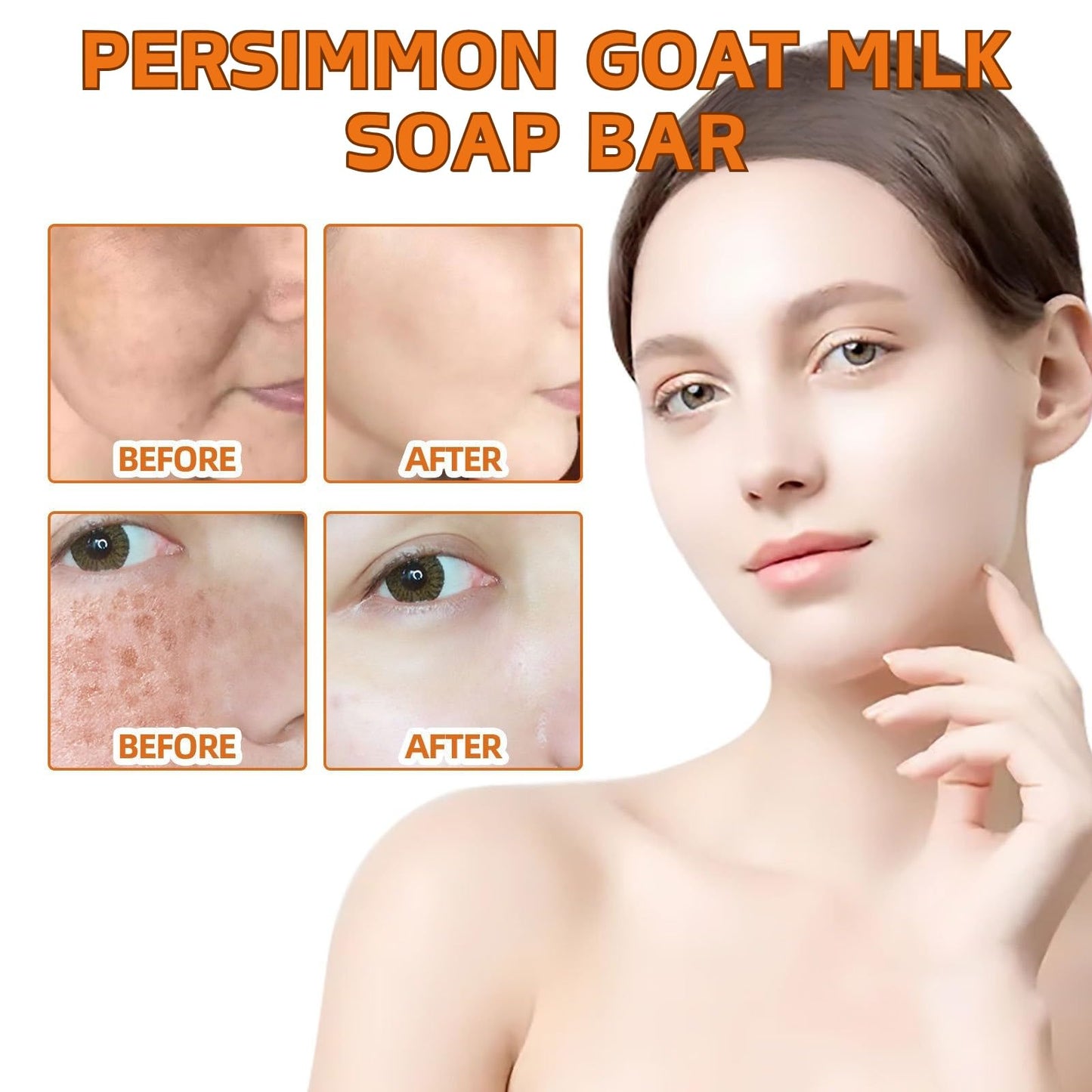 2PCS Natural Persimmon Goats Milk Soap - Anti-Odor Persimmon Goat Milk So-ap for Skin - Deep Cleansing Per-simmon Handmade Soap - Pure Per-simmon Go-at Mi-lk Soap Bar for Face & Body