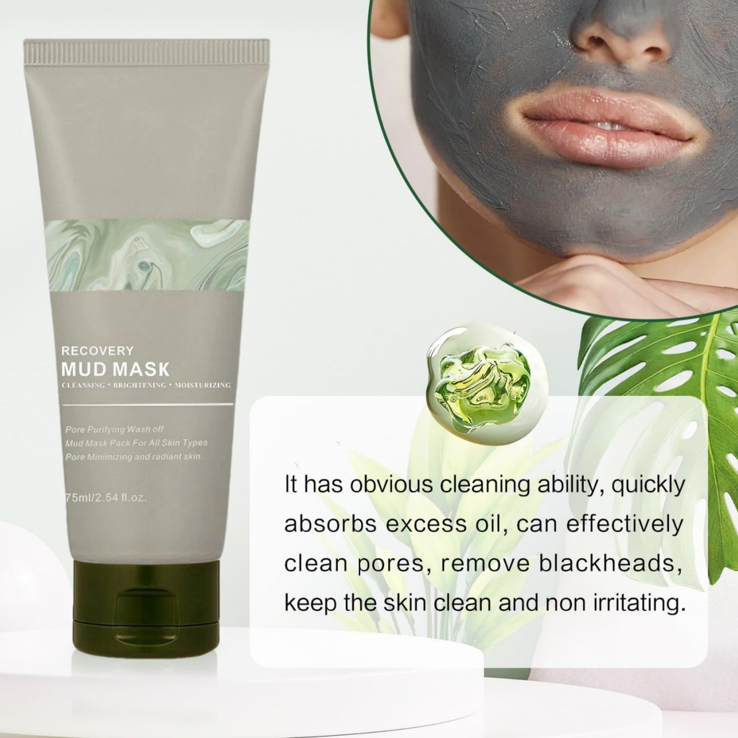 SingHao Recovery Mud Mask,Recovery Face Mask for Sensitive Skin,Recovery Mud Clay Face Mask,Mu/dMask Nourishing Re/lief,Re/lief MudM/ask for Face,Facial Mask for Deeply Cleansing,Re/lief Night Wrapping Cream