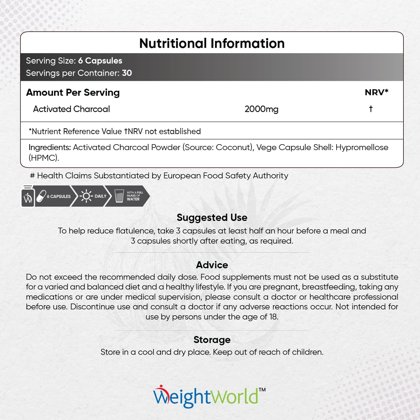 Activated Charcoal Capsules 2000mg - 180 Vegan Capsules (Not Activated Charcoal Tablets) - Coconut Charcoal Digestion Supplement from Sustainably Sourced Coconut Shell – Reduce Excessive Flatulence.