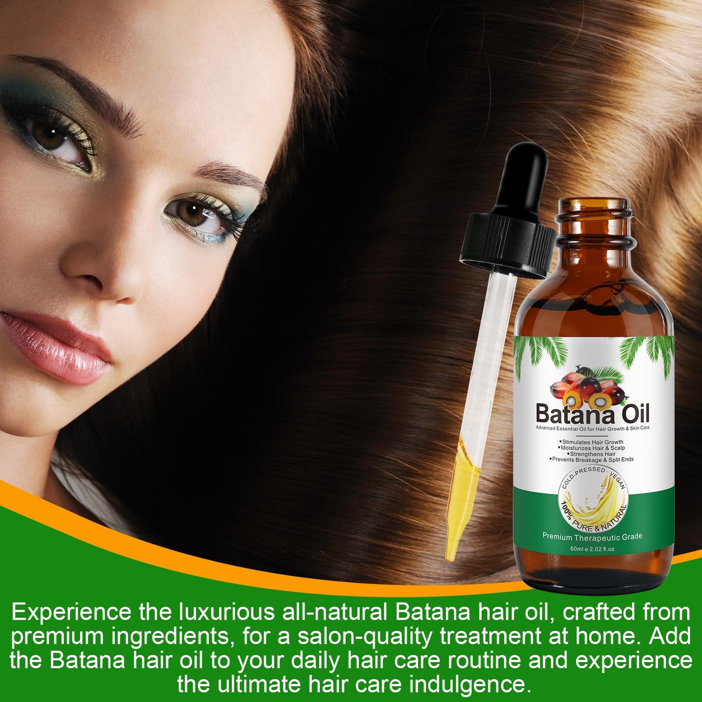 Generic 100% Pure & Natural Batana Hair Growth Oil-Eliminates Split Ends-Prevent Hair Loss-Increases Shine for Men & Women-For Thicker & Stronger Hair-Repairs Damaged Hair & Skin For Men & Women(60ml)