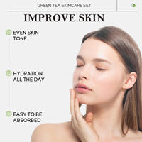 Green Tea Skincare Set Gifts For Men & Women,Anti Acne Skincare Set Include Cleanser-Serum-Eye Cream-Face Cream- Face Mask-Blackhead Remover Mask For Hydrate Shrink Pore Sooth Redness Oil Control