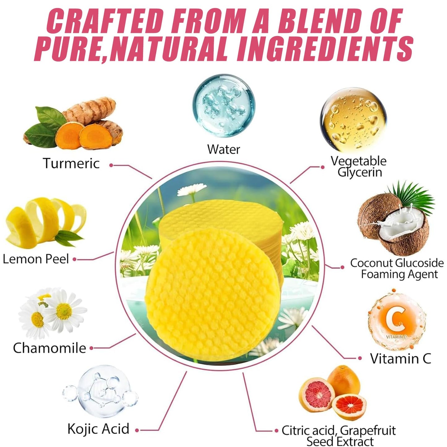 Sengwer 40pcs Exfoliating Kojic Acid And Turmeric Face Scrub Pads for Deep Cleansing and Oil Control