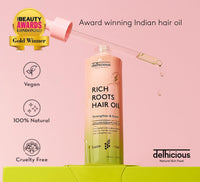 Delhicious Mini Rich Roots Amla & Rosemary Hair Oil. Strengthen & Grow. Pure Indian Amla Oil. 100% Natural. Award-winning.