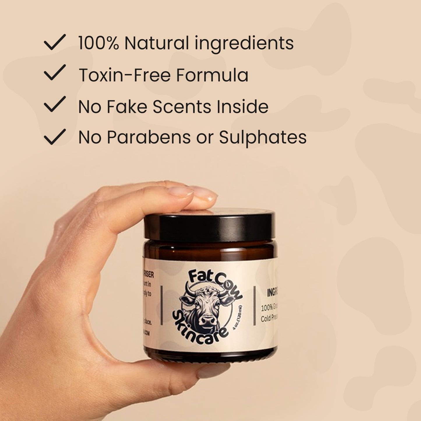 Fat Cow Skincare Anti-Ageing Body Cream, Beef Tallow, Vitamin E (120ml, Woodland)