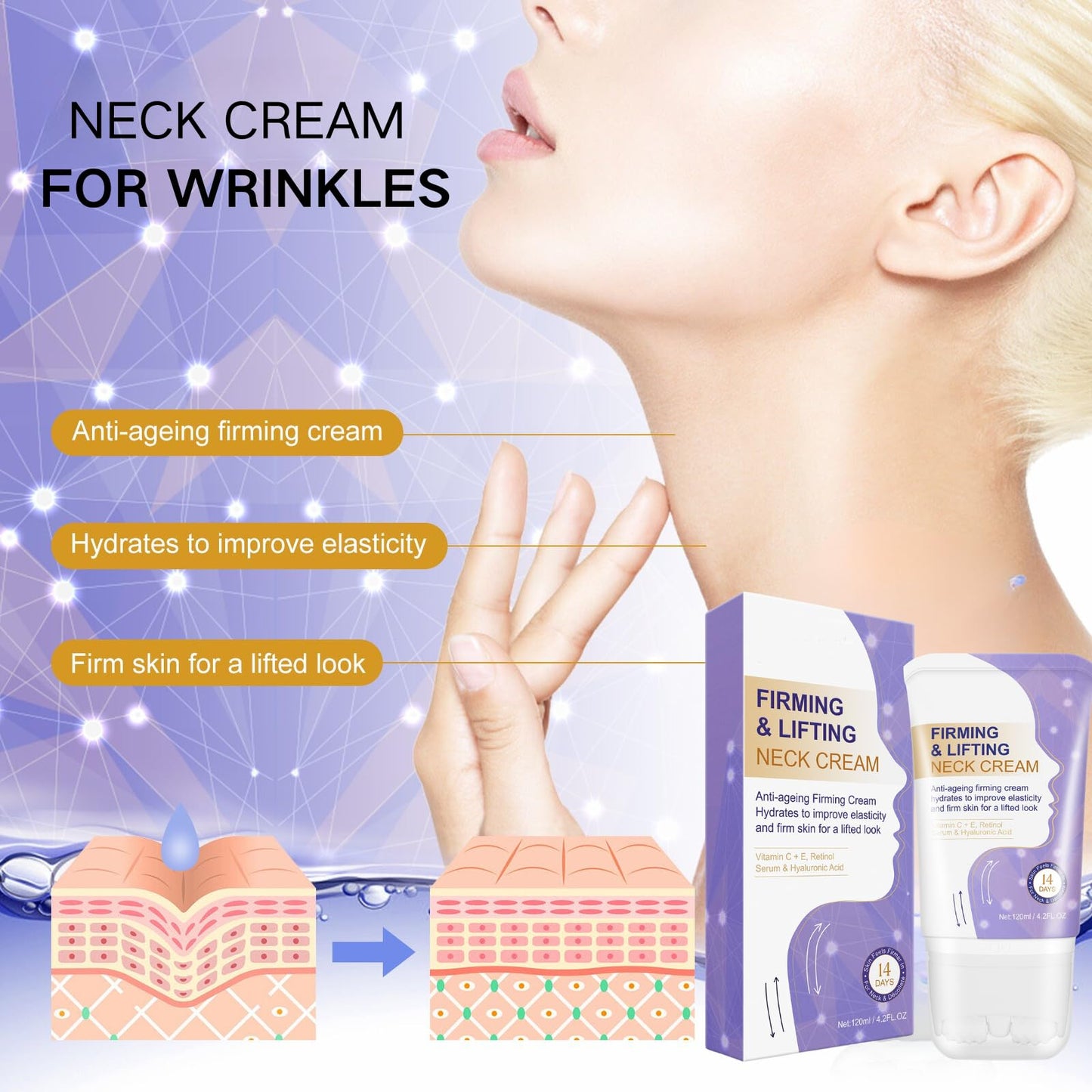 Trendyfave Neck Firming And Tightening, 120g Neck Firming Cream, Anti Wrinkle Cream with Vitamins E & C, Skin Tightening Cream, Neck Tightening Cream for Neck Tightening Lifting Sagging Skin