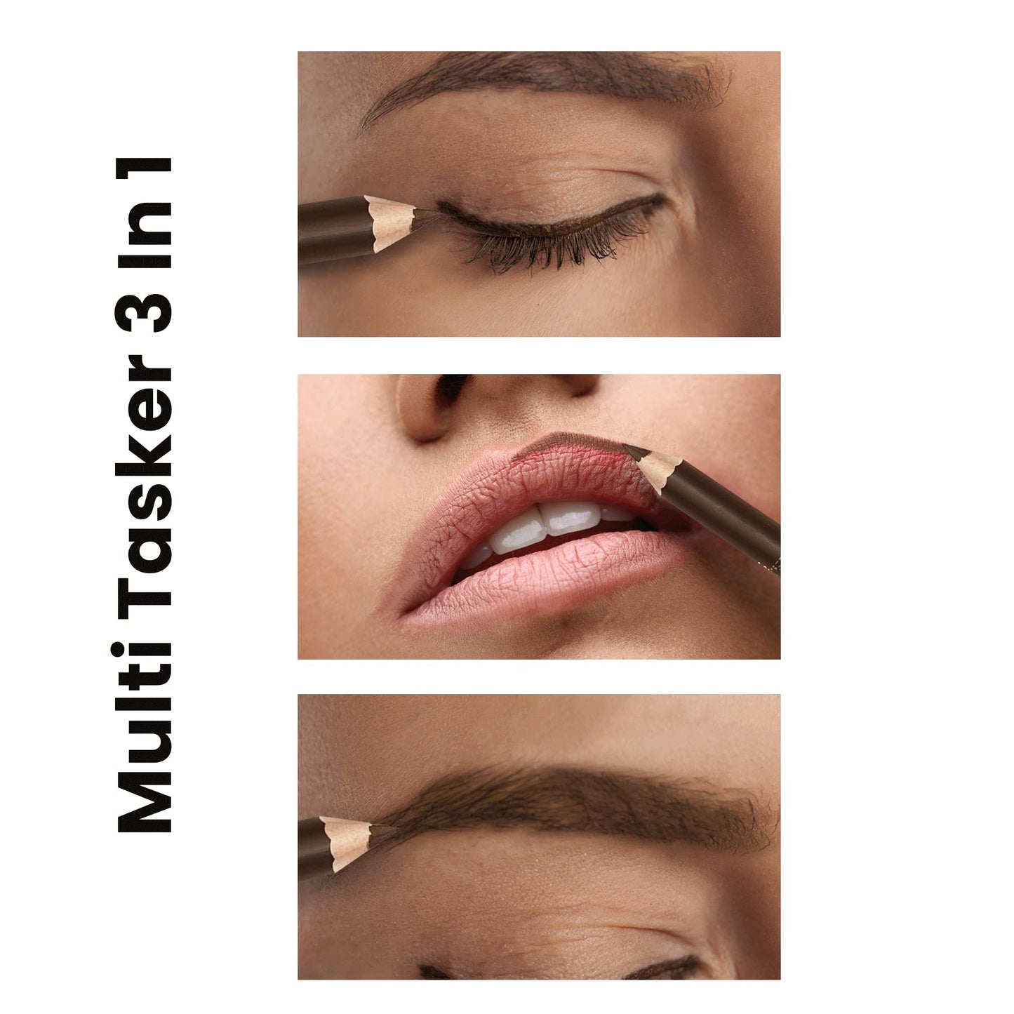 BF Beauty Forever Beauty Forever Dual Ended True Kohl Eyebrow Pencil & Multi Tasker with Sharpener & Separator Comb, Lip liner, Eyeliner, Smudge & Waterproof (Brown)