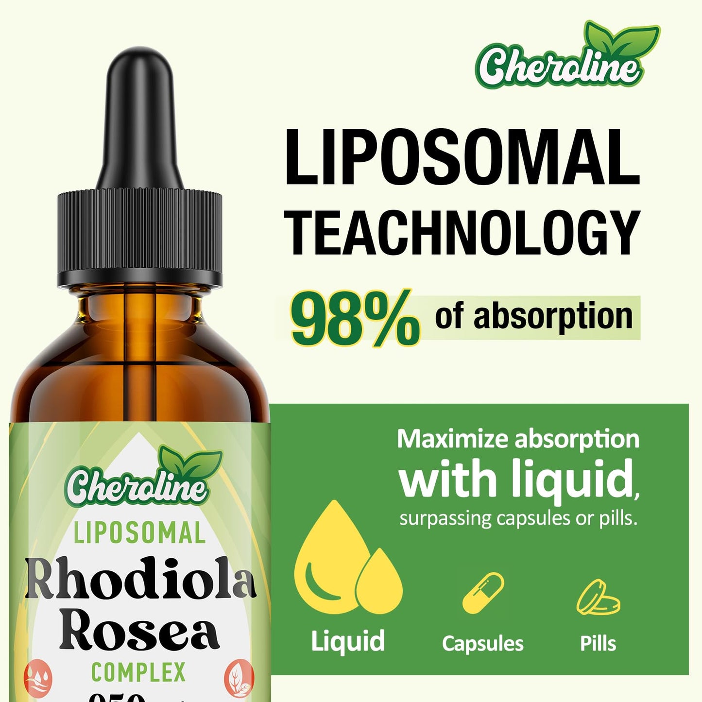 Liposomal Rhodiola Rosea 950MG, 9-in-1 Rhodiola Rosea Drops 240 ml, Rhodiola Root Extract Liquid, Vegan Adaptogenic Herb Supplement for Energy, Stress & Mood (Pack of 4)