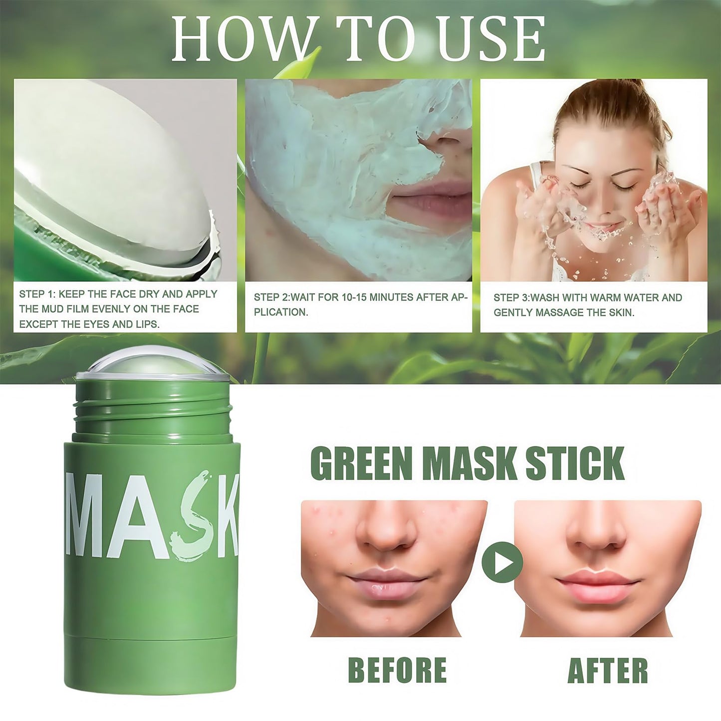 Coloroom Green Tea Deep Cleanse Mask Stick,New Upgrade Green Mask Stick with Tea Extract, Deep Cleansing Face Masks for Women, Moisturizing