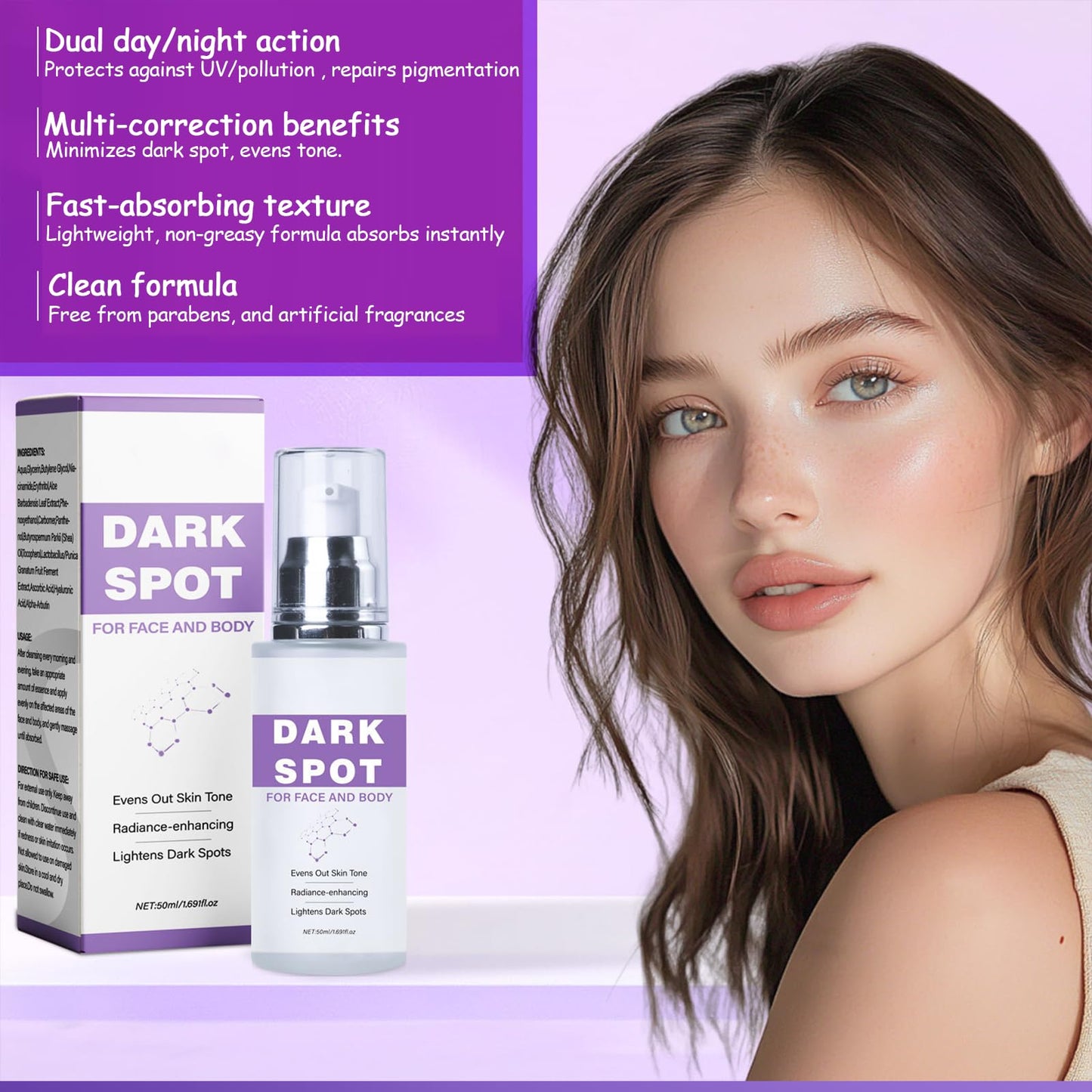Trendyfave 2Pcs Dark Spot Remover for Face & Body, Dark Spot Corrector Cream with Niacinamide & Hyaluronic Acid, Age Spot Remover, Melasma Cream for Sun Spots & Hyperpigmentation, Brightening, Even Skin Tone