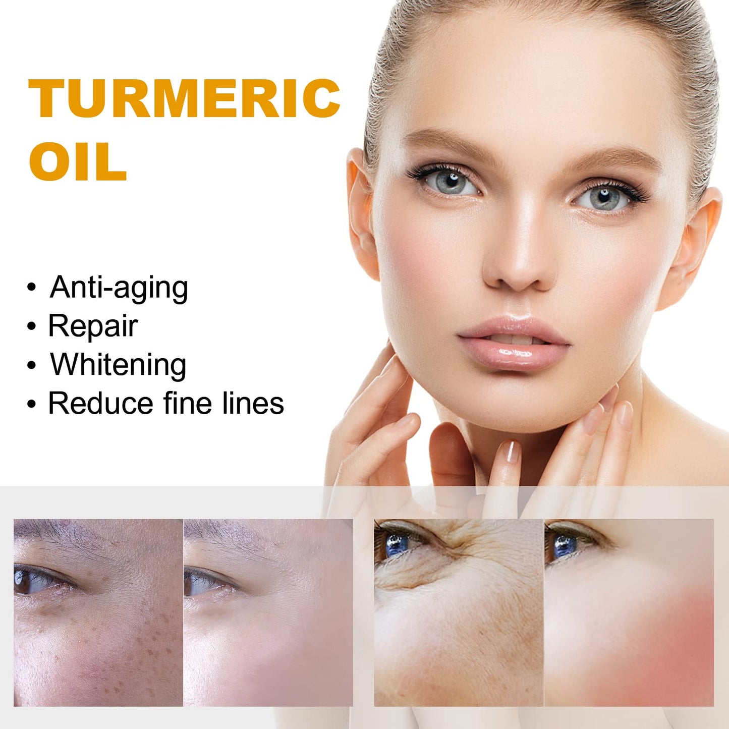 SUNDEER Turmeric Dark Spot Corrector Serum, Turmeric Repair face care Face Serum, Bright Skin Moisturizing Repair Whitening Serum for Face, 2022 New Organic Skin Lightener (1PC)