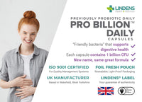 Lindens Pro Billion Daily - Acidophilus Lactobacillus - 120 Capsules - 1 Billion CFU Friendly Bacteria - Supports Digestive Health - UK Made - Vegan Friendly - GMP & Letterbox Friendly