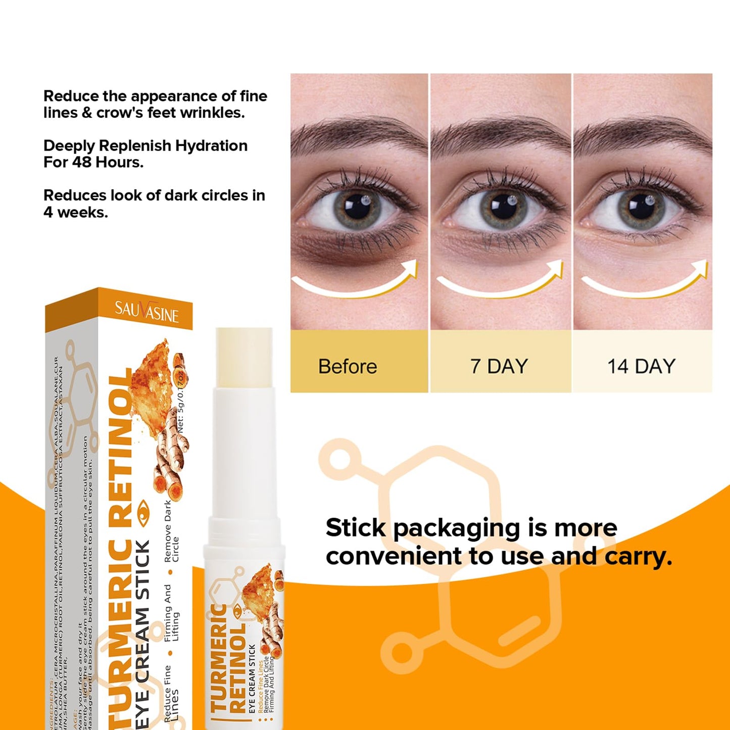2PCS Lumibalm - Eye Cream for Dark Circles and Puffy Eyes - Lumistick with Turmeric Retinol - Anti Wrinkle Eye Cream Reduce Fine Line - Eye Moisturiser for Dry Skin - Firming and Lifting