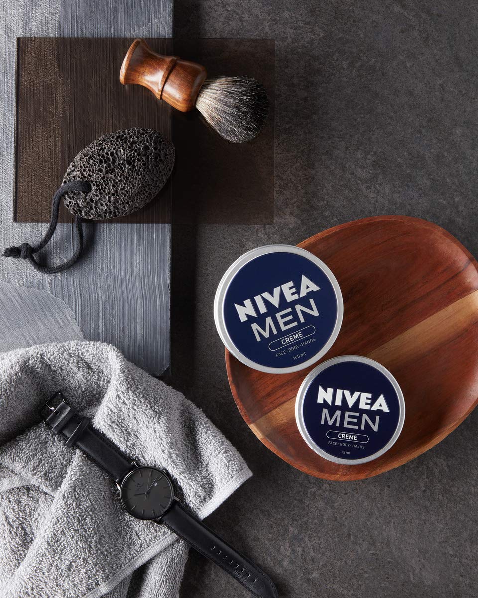 Nivea Men Creme Pack of 4 (4 x 75 ml), Intensive Everyday Face, Body and Hand Cream with Vitamin E, A Moisturising Cream for The Whole Body