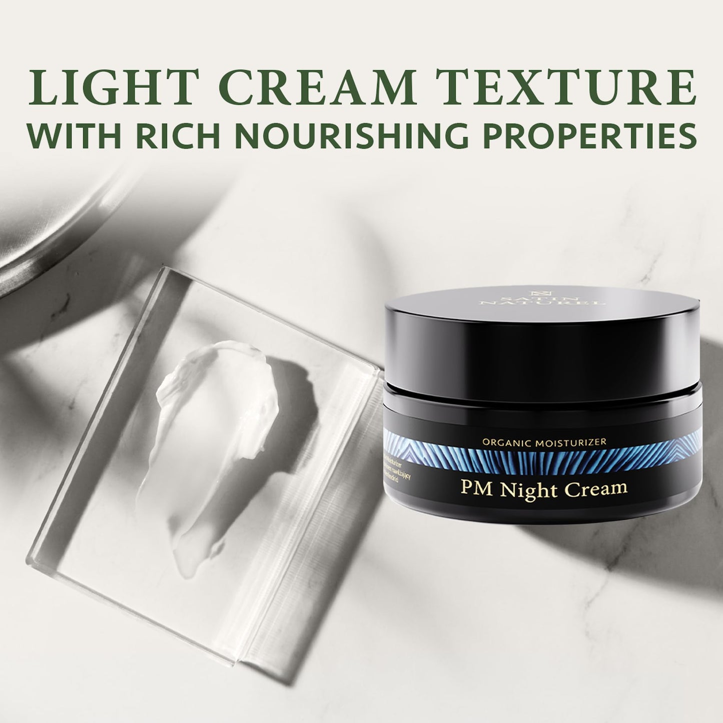 Night Cream Ceramide Moisturiser 50ml, Face Cream for Women with Shea Butter Squalane and Aloe Vera for Sensitive and Dry Skin Moisturiser Face Women - Face Care - Face Moisturiser - Satin Naturel