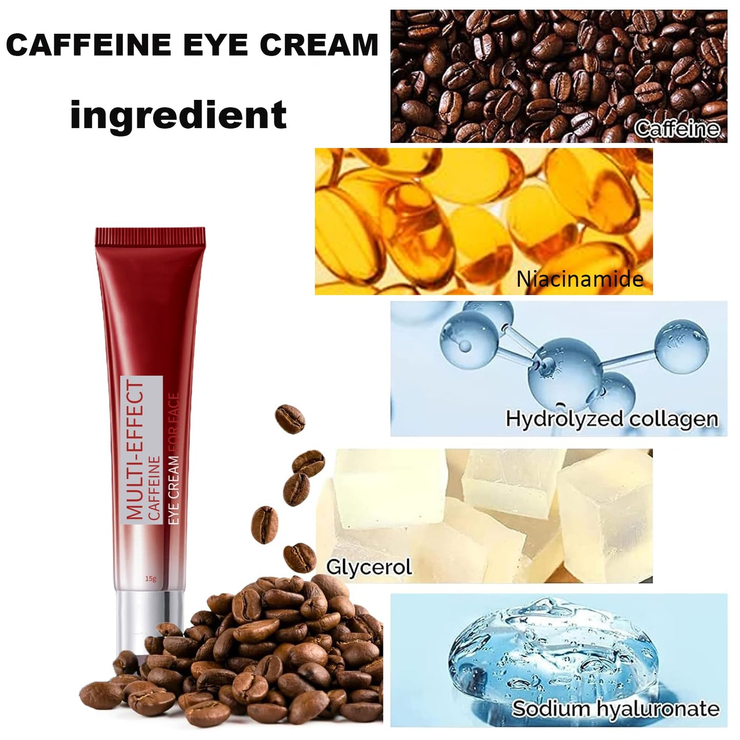 IZBEAUVO Caffeine Eye Cream, Eye Cream Anti Aging,Dark Circle Eye Cream,Eye Bags Remover Of Caffeine Eye Serum, Eye Cream For Dark Circles,Fade Fine Lines,Puffy Eyes Bags Under Eyes,Anti Wrinkle